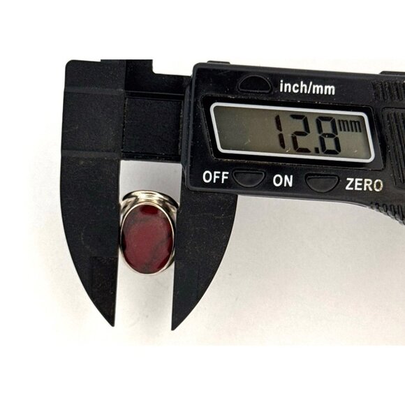 Vintage Sterling Silver Red Jasper Oval Statement Ring Size 5.5 Taxco Mexico - Picture 8 of 11